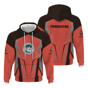Railspirit Personalized Florida East Coast Railway Hoodie Futuristic Design with Custom Job Train Zip Up Hoodie