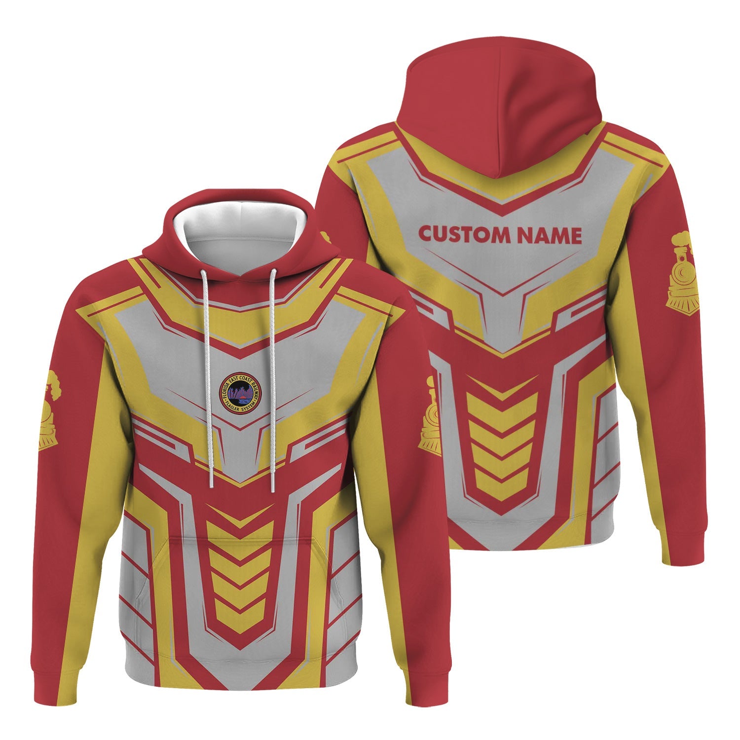 Railspirit Personalized Florida East Coast Railway Hoodie Armor-Inspired Design Train Zip Up Hoodie All Over Print