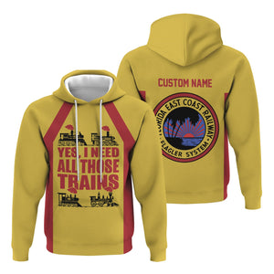 Railspirit Custom Name Florida East Coast Railway Hoodie Yes I Need All Those Train Printed Zip Hoodie