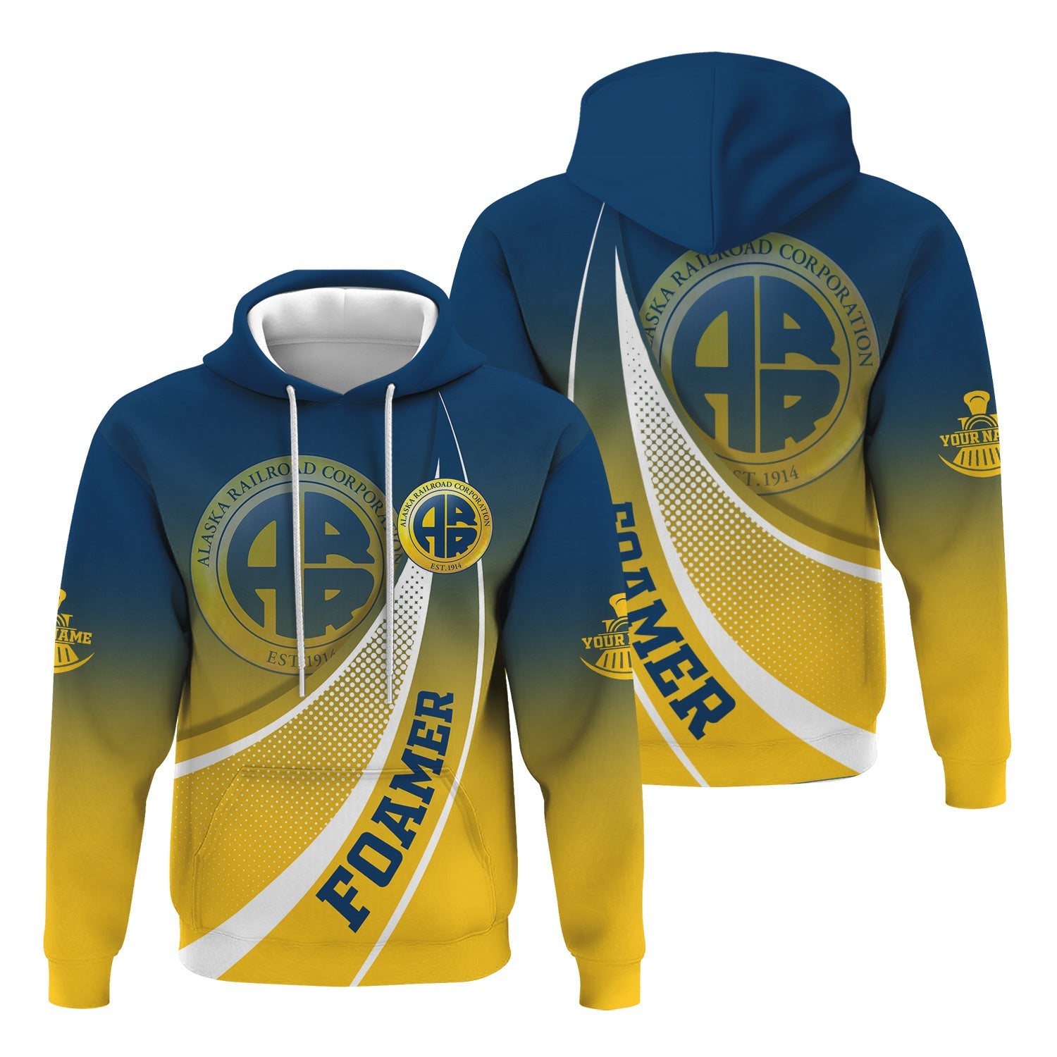 Railspirit Personalized Alaska Railroad Hoodie Railway-Themed Style Zip Up Hoodie Gift Idea For Trainspotter