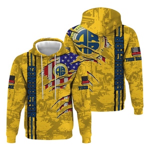 Railspirit Personalized Alaska Railroad Hoodie USA Flag Claw Art with Custom Job Train Zip Up Hoodie