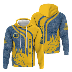 Railspirit Personalized Alaska Railroad Hoodie Flame Design with Custom Job Position Train Zip Up Hoodie
