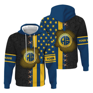 Railspirit Personalized Alaska Railroad Hoodie American Flag with Crack Effect Train Zip Up Hoodie