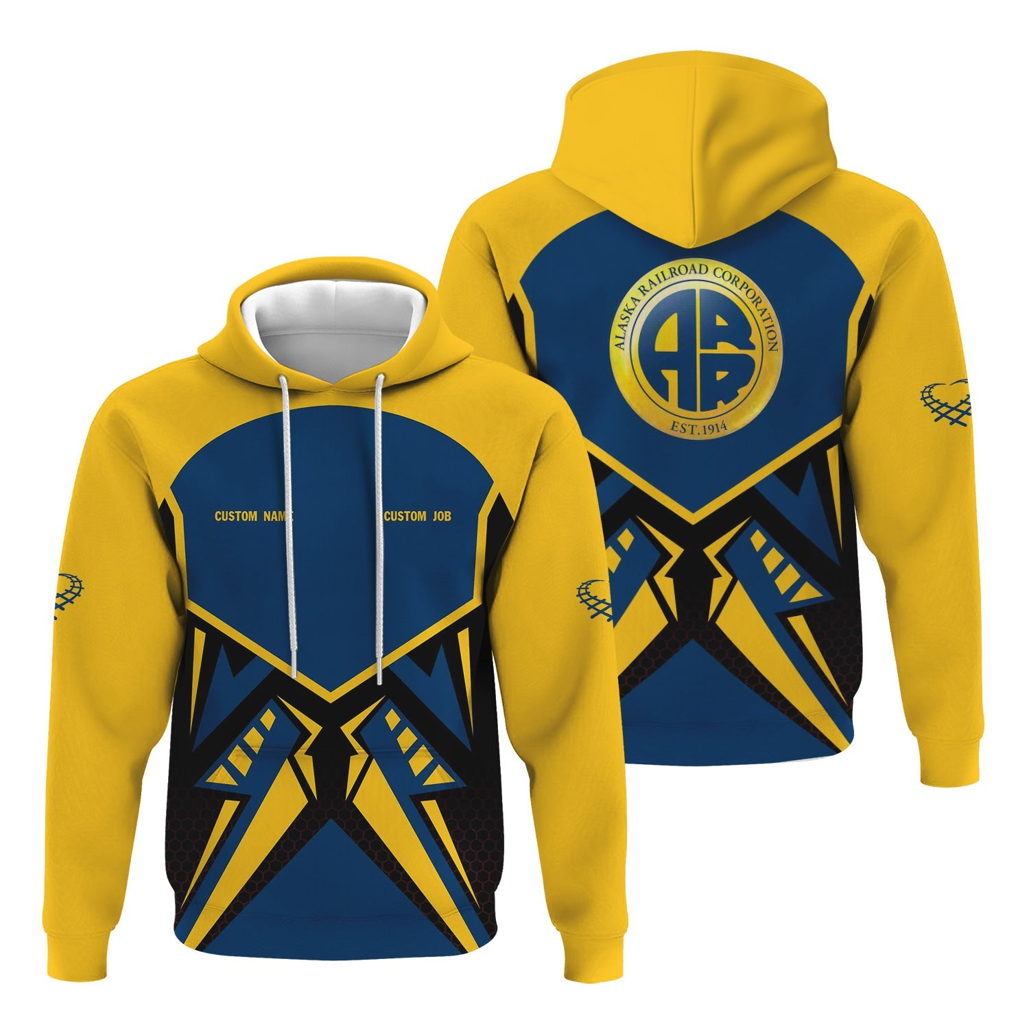 Railspirit Personalized Alaska Railroad Hoodie Vibriant Style with Custom Position Train Zip Up Hoodie