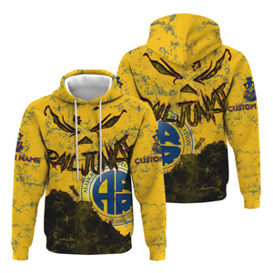 Railspirit Personalized Alaska Railroad Hoodie Torn Graphic Style Train Zip Up Hoodie For Rail Junkie