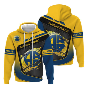 Railspirit Personalized Alaska Railroad Hoodie Ripped Texture Style Train Zip Up Hoodie For Railroad Fanatic