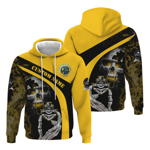 Railspirit Personalized Alaska Railroad Hoodie Flame Skull Design Train Zip Up Hoodie for Locomotive Fans