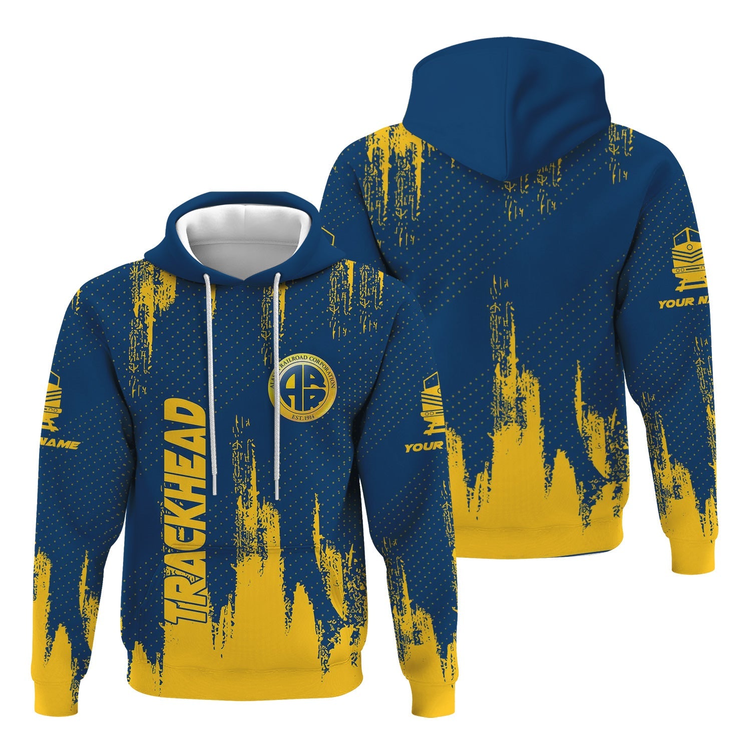 Railspirit Personalized Alaska Railroad Hoodie Paint Impact Design Train Zip Up Hoodie for Trackhead