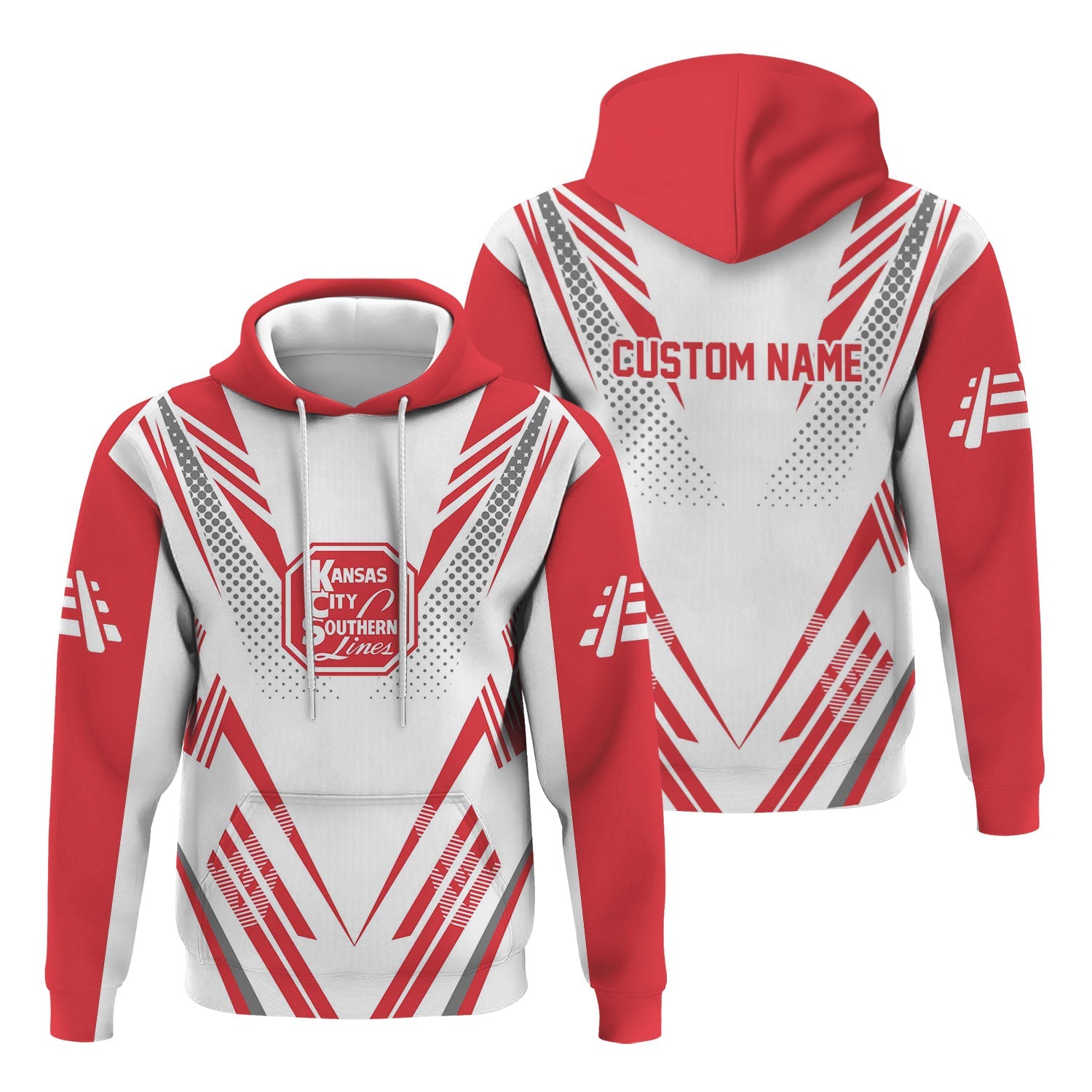 Railspirit Personalized Kansas City Southern Hoodie Railroad Tribute Design Train Zip Up Hoodie for Train Lovers