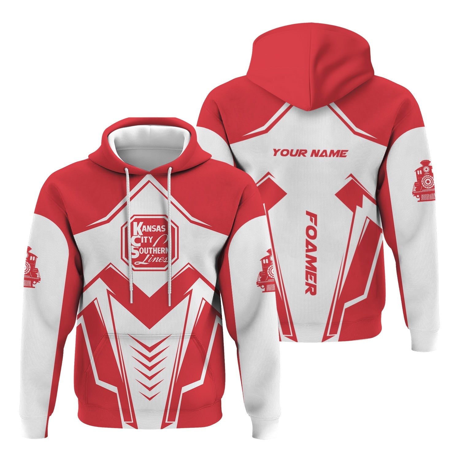 Railspirit Personalized Kansas City Southern Hoodie Railway Trainspotter Style Zip Up Hoodie Gift Idea For Foamers