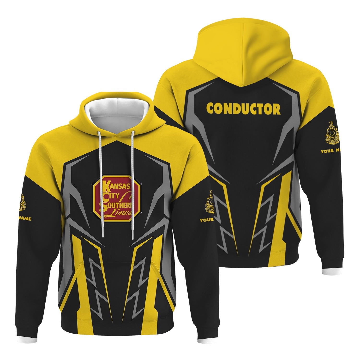 Railspirit Personalized Kansas City Southern Hoodie Futuristic Design with Custom Job Train Zip Up Hoodie