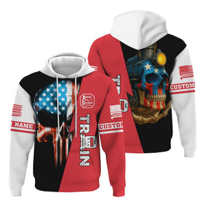Railspirit Personalized Kansas City Southern Hoodie Train Skull American Flag Zip Up Hoodie All Over Print