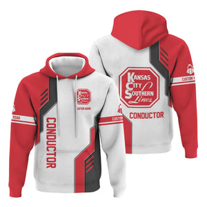 Railspirit Personalized Kansas City Southern Hoodie Unique Railway Style with Custom Job Train Zip Up Hoodie
