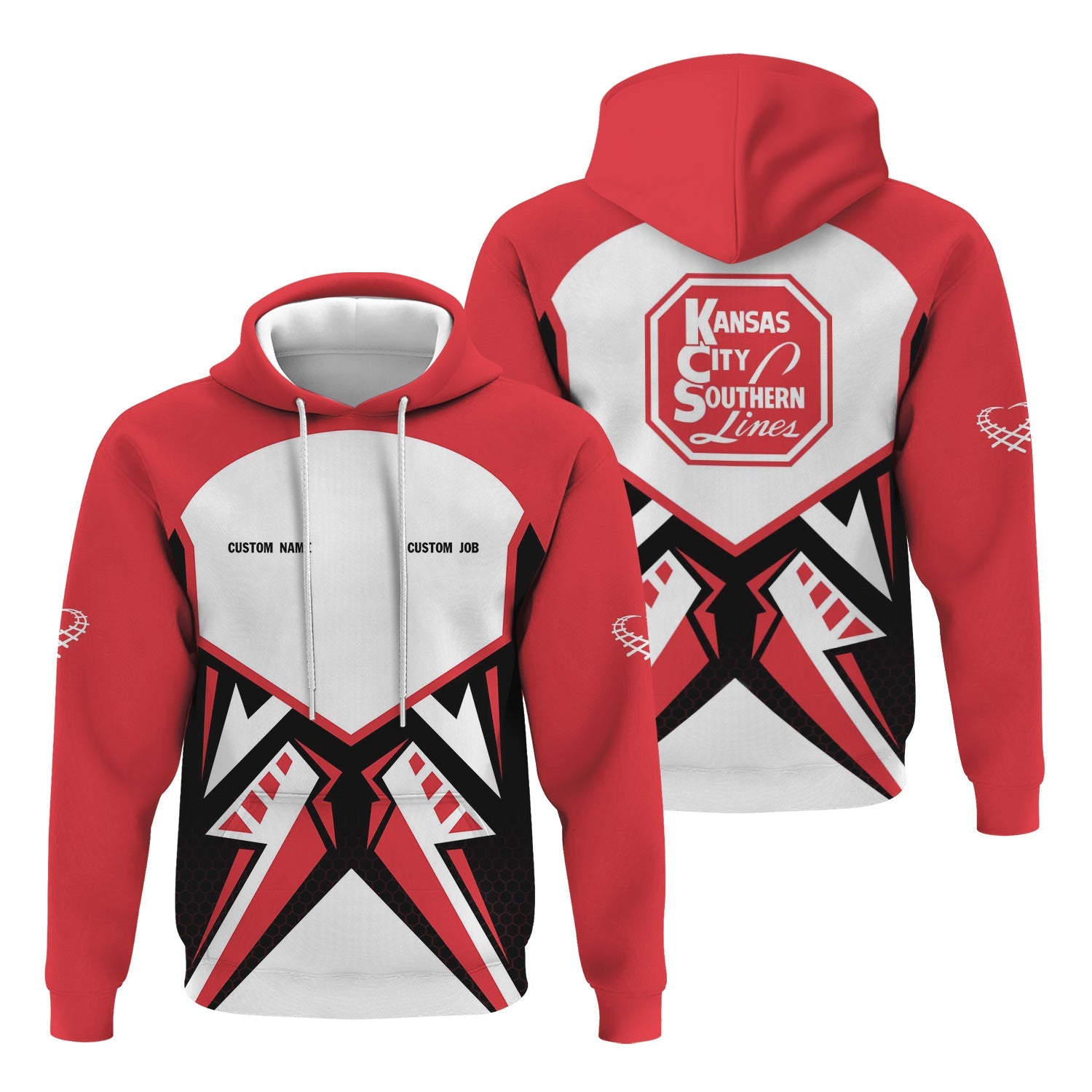 Railspirit Personalized Kansas City Southern Hoodie Vibriant Style with Custom Position Train Zip Up Hoodie