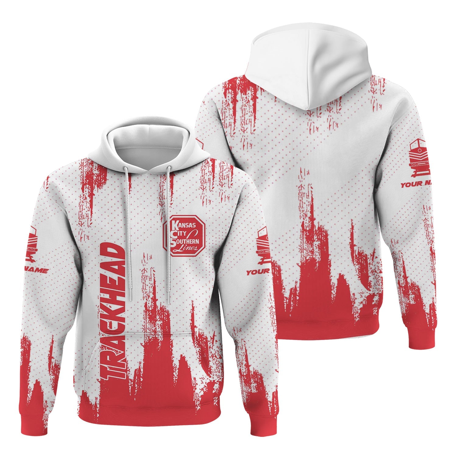 Railspirit Personalized Kansas City Southern Hoodie Paint Impact Design Train Zip Up Hoodie for Trackhead