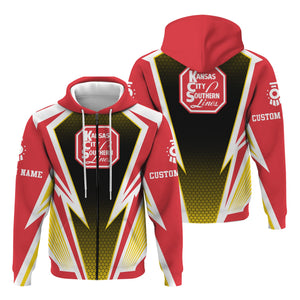 Railspirit Personalized Kansas City Southern Hoodie Lightning Graphic Style Zip Up Hoodie Gift Idea For Train Lover