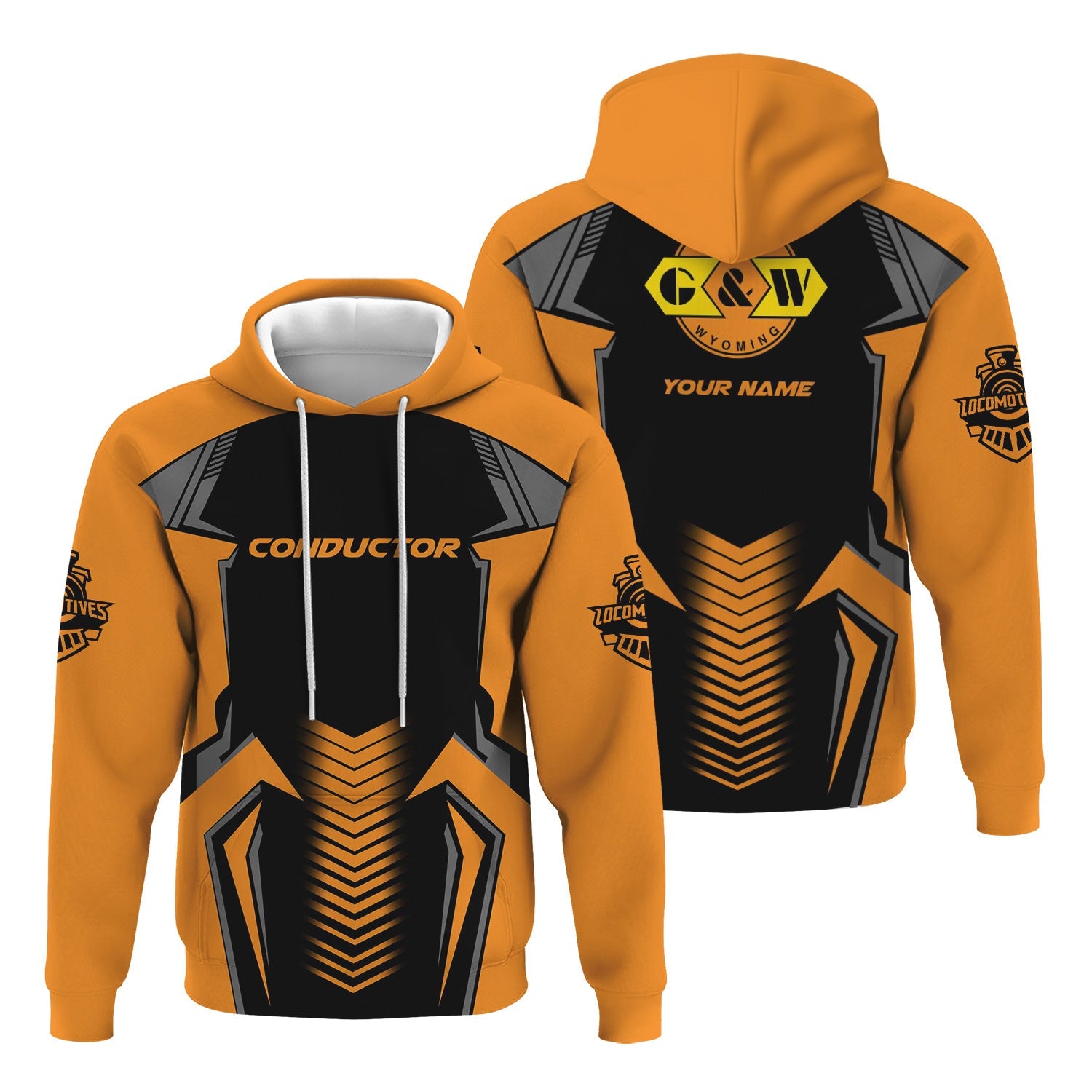 Railspirit Personalized Genesee & Wyoming Inc. Railroad Hoodie Standout Style with Custom Position Train Zip Up Hoodie