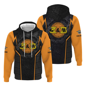 Railspirit Personalized Genesee & Wyoming Inc. Railroad Hoodie Cracked Metal Design Train Zip Up Hoodie for Rail Enthusiasts