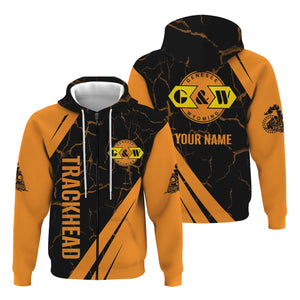 Railspirit Personalized Genesee & Wyoming Inc. Railroad Hoodie Crackle Texture Style Train Zip Up Hoodie For Trackhead