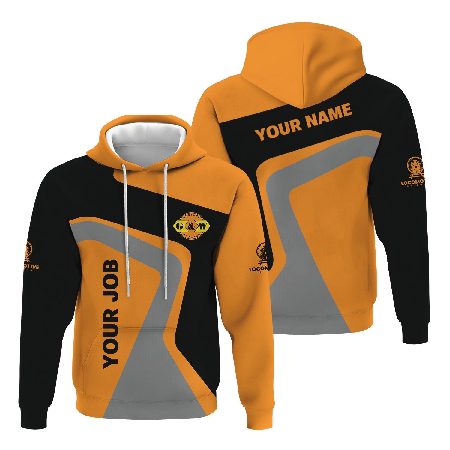 Railspirit Personalized Genesee & Wyoming Inc. Railroad Hoodie Unique Design with Custom Job Position Train Zip Up Hoodie