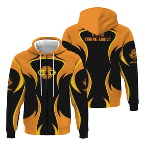 Railspirit Personalized Genesee & Wyoming Inc. Railroad Hoodie Distinctive Flame Style Zip Up Hoodie For Steam Engine Addict