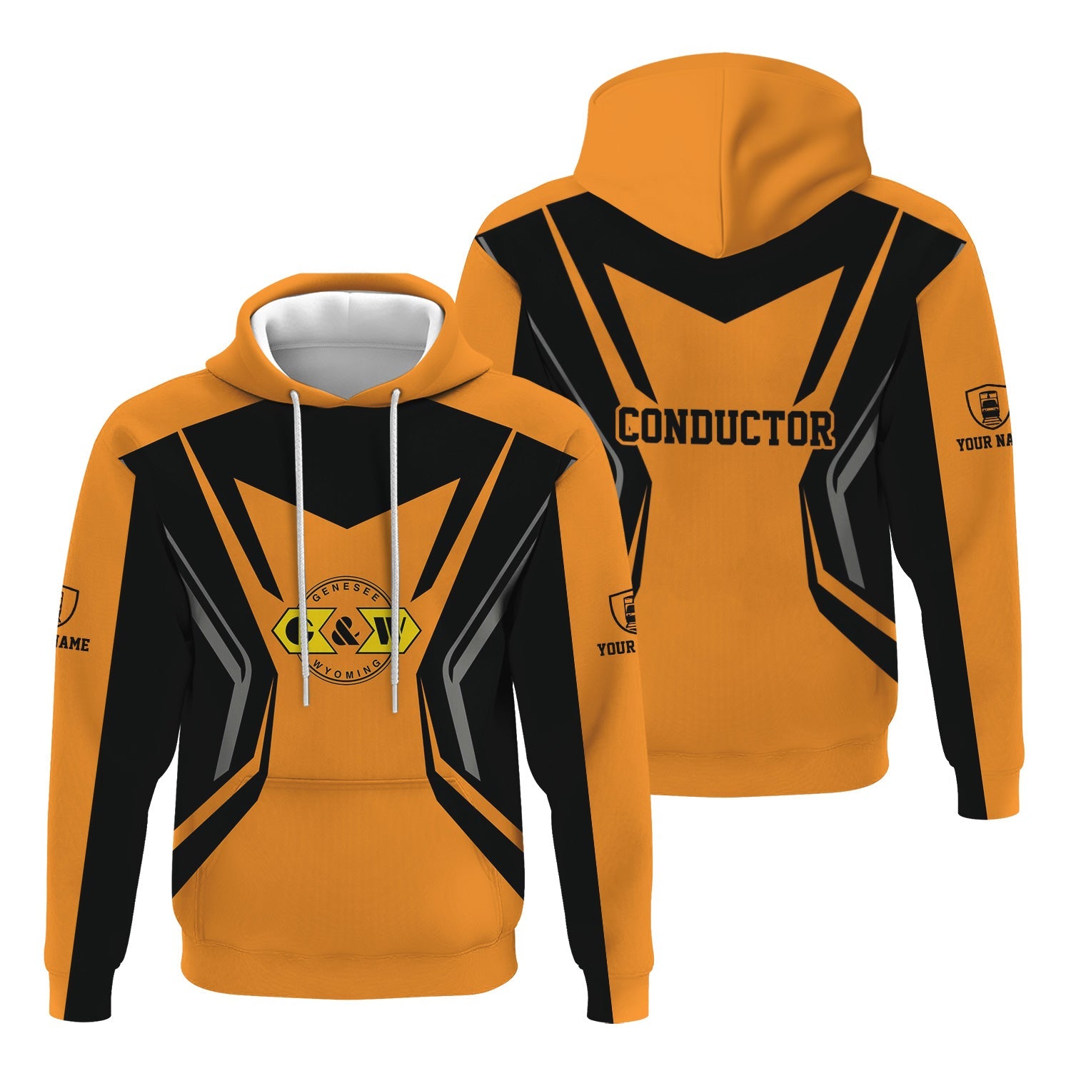 Railspirit Personalized Genesee & Wyoming Inc. Railroad Hoodie Unique Style with Custom Job Train Zip Up Hoodie