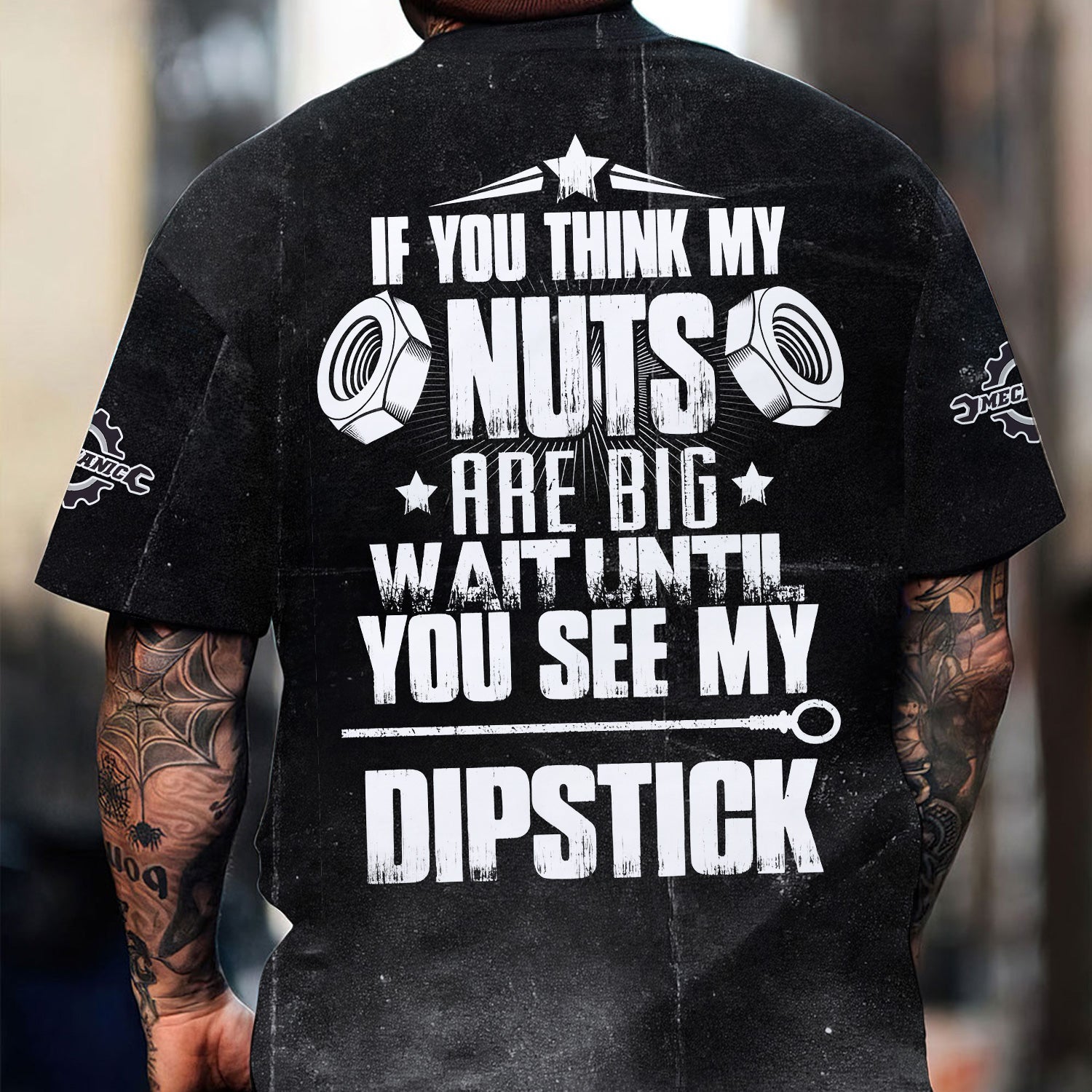 Custom Name Vintage Mechanic Shirt If You Think My Nuts Are Big Wait Until You See My Dipstick T Shirt