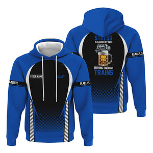 Railspirit Personalized Conrail Railroad Hoodie Stress Is Caused By Not Having Enough Trains  Zip Up Hoodie