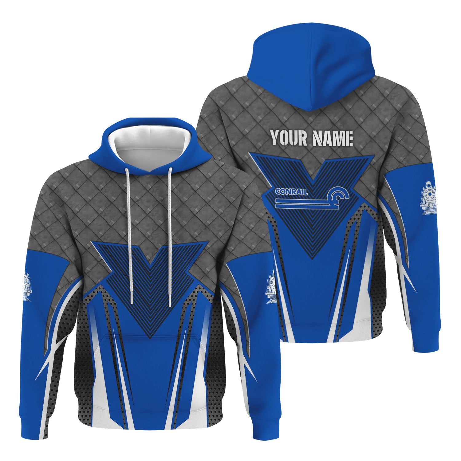 Railspirit Personalized Conrail Railroad Hoodie Rugged Steel Vibes Train Zip Up Hoodie All Over Print