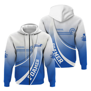 Railspirit Personalized Conrail Railroad Hoodie Railway-Themed Style Zip Up Hoodie Gift Idea For Trainspotter