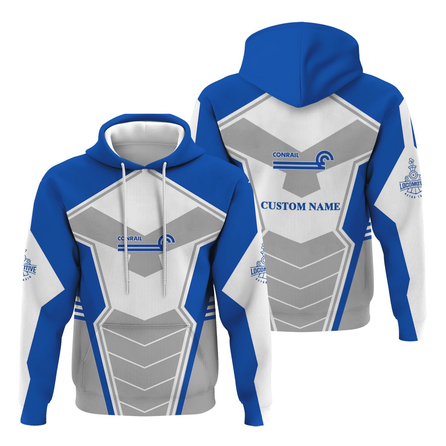 Railspirit Personalized Conrail Railroad Hoodie Engine-Inspired Style Train Zip Up Hoodie for Railroad Fanatic