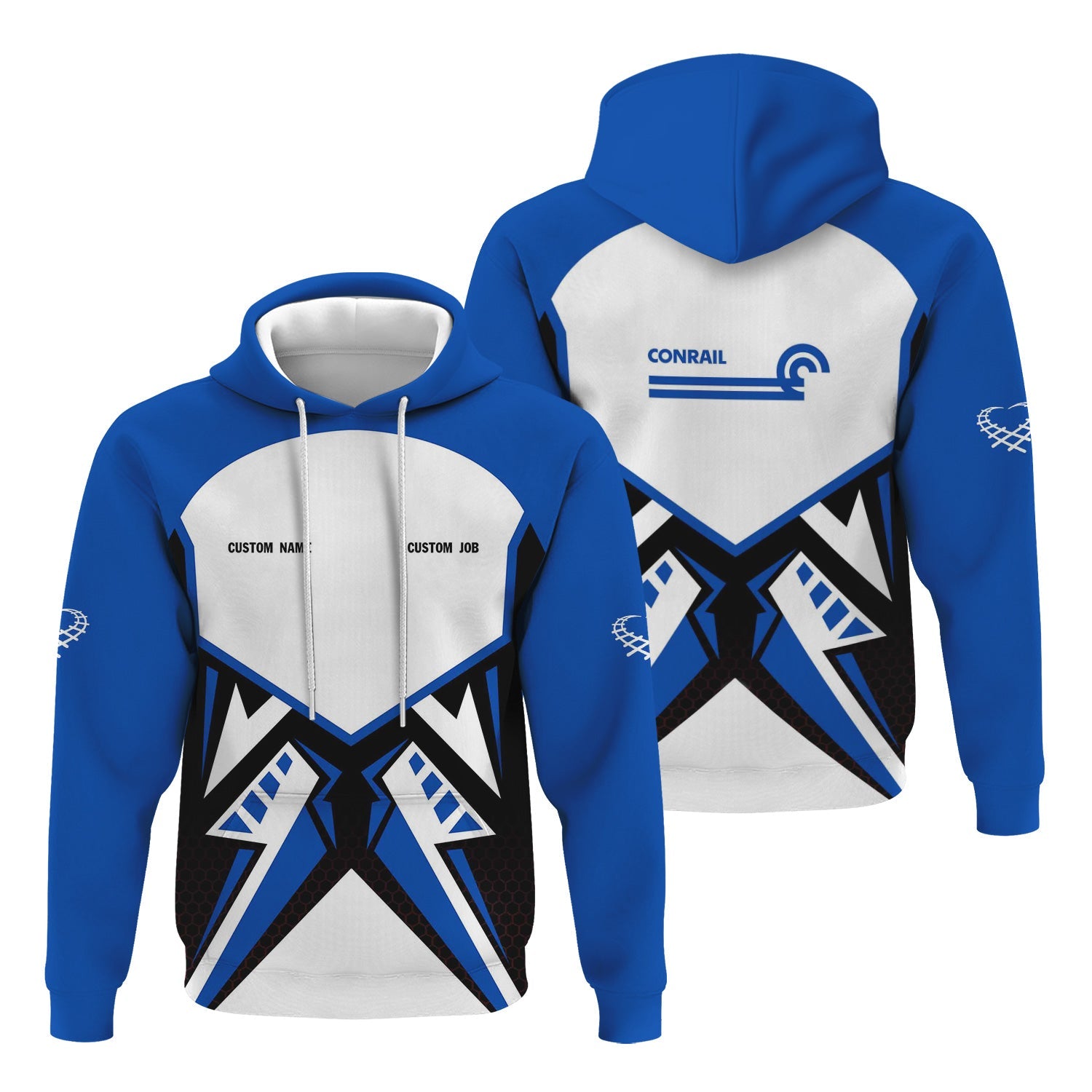 Railspirit Personalized Conrail Railroad Hoodie Vibriant Style with Custom Position Train Zip Up Hoodie