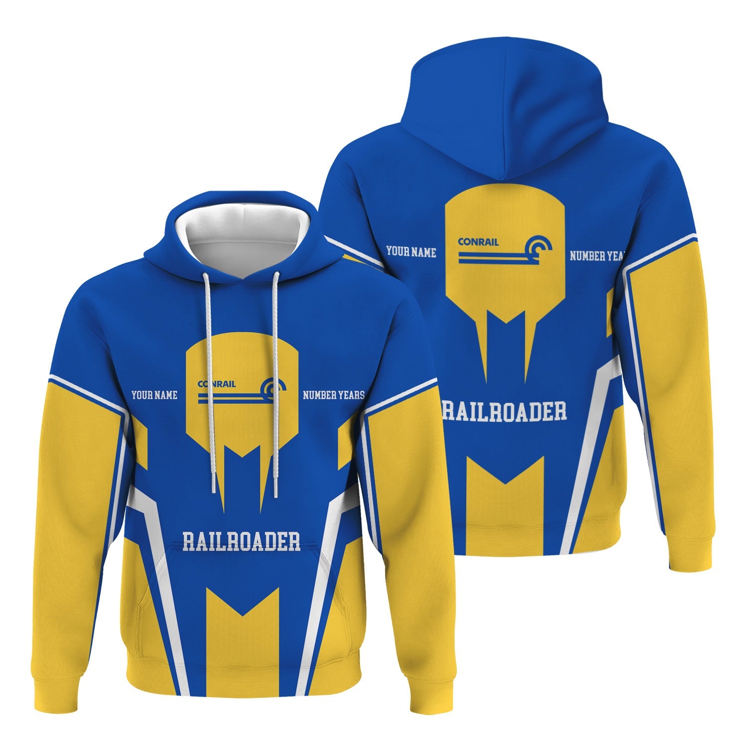Railspirit Personalized Conrail Railroad Hoodie Custom Year Railroader Zip Up Hoodie Gift Idea For Train Lover