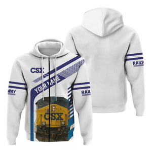 Railspirit Personalized CSX Transportation Railroad Hoodie CSX Engine Graphic Zip Up Hoodie