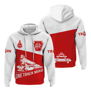 Railspirit Custom Name Pennsylvania Railroad Hoodie One Track Mind Printed Zip Hoodie