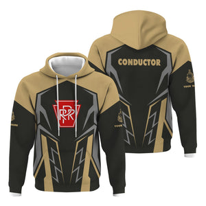 Railspirit Personalized Pennsylvania Railroad Hoodie Futuristic Design with Custom Job Train Zip Up Hoodie