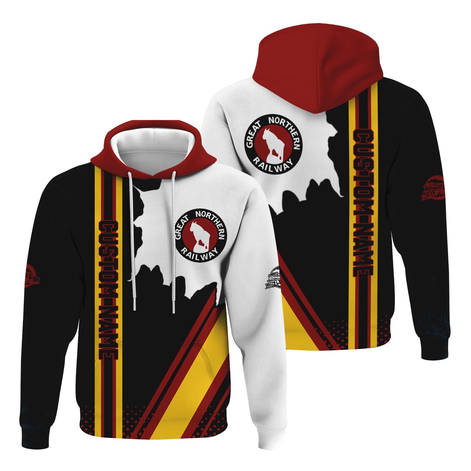 Railspirit Personalized Great Northern Railway Hoodie GNR All Over Printed Unisex Zip Up Hoodie