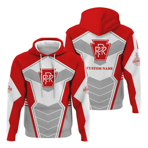 Railspirit Personalized Pennsylvania Railroad Hoodie Engine-Inspired Style Train Zip Up Hoodie for Railroad Fanatic