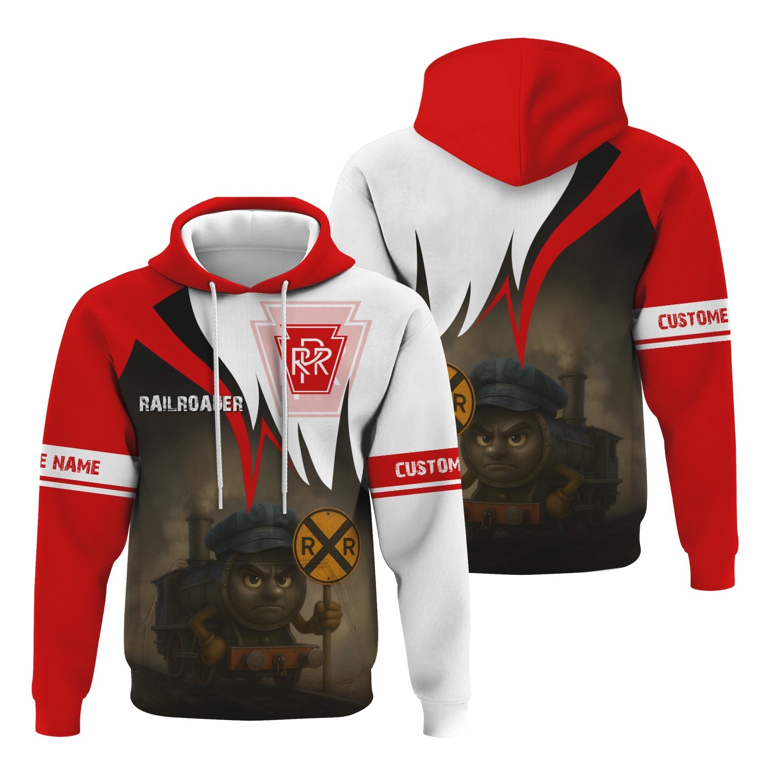 Railspirit Personalized Pennsylvania Railroad Hoodie Angry Train Hoodie Gift Idea For Train Lover