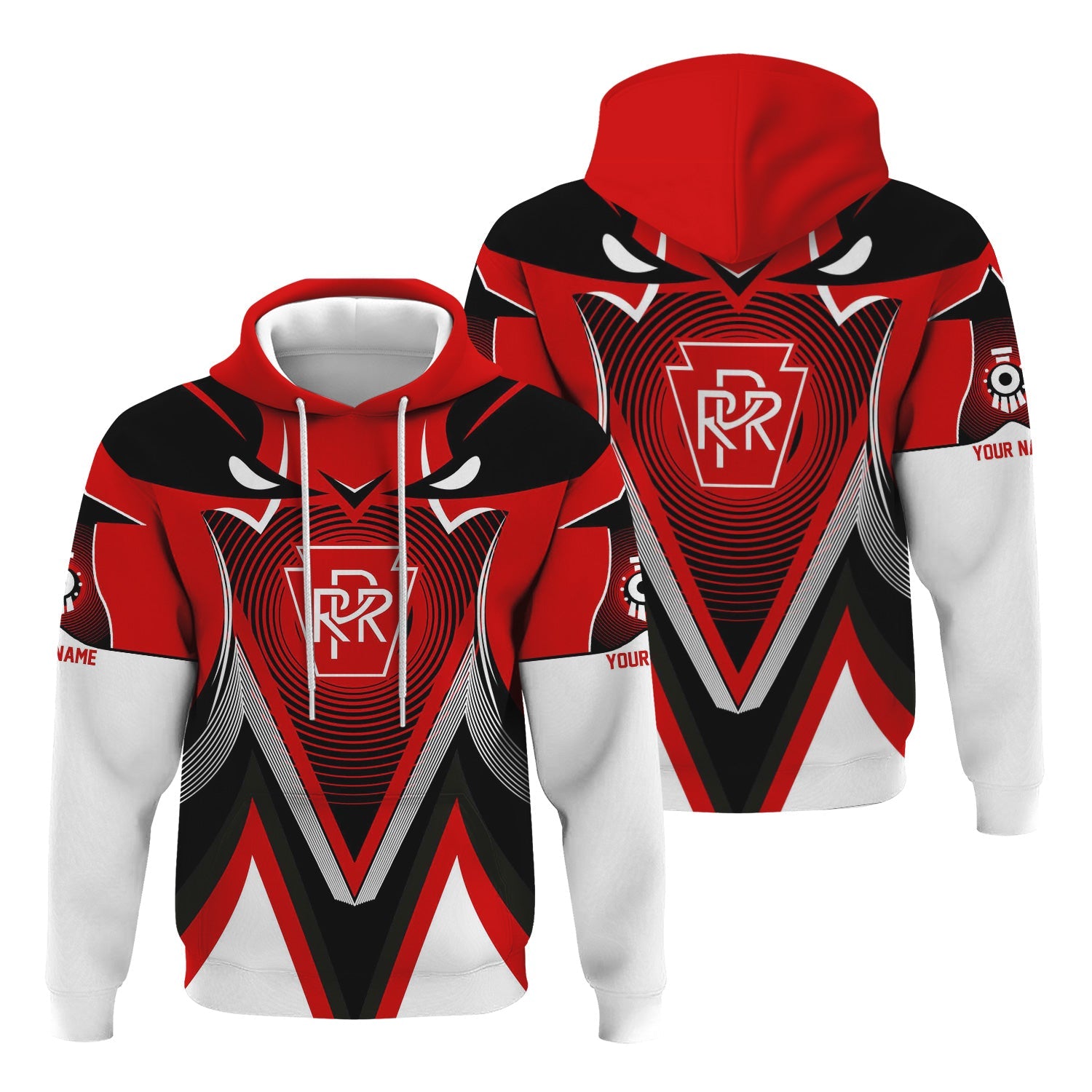 Railspirit Personalized Pennsylvania Railroad Hoodie Vibrant Graphic Pattern Zip Up Hoodie For Train Enthusiasts