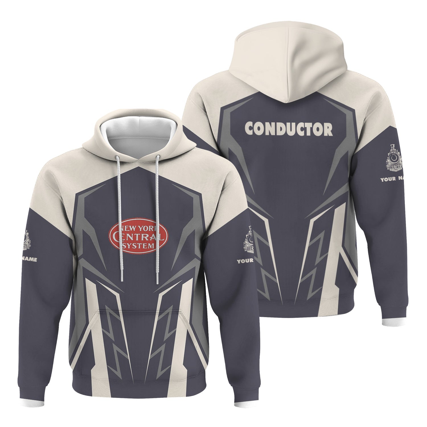 Railspirit Personalized New York Central Railroad Hoodie Futuristic Design with Custom Job Train Zip Up Hoodie