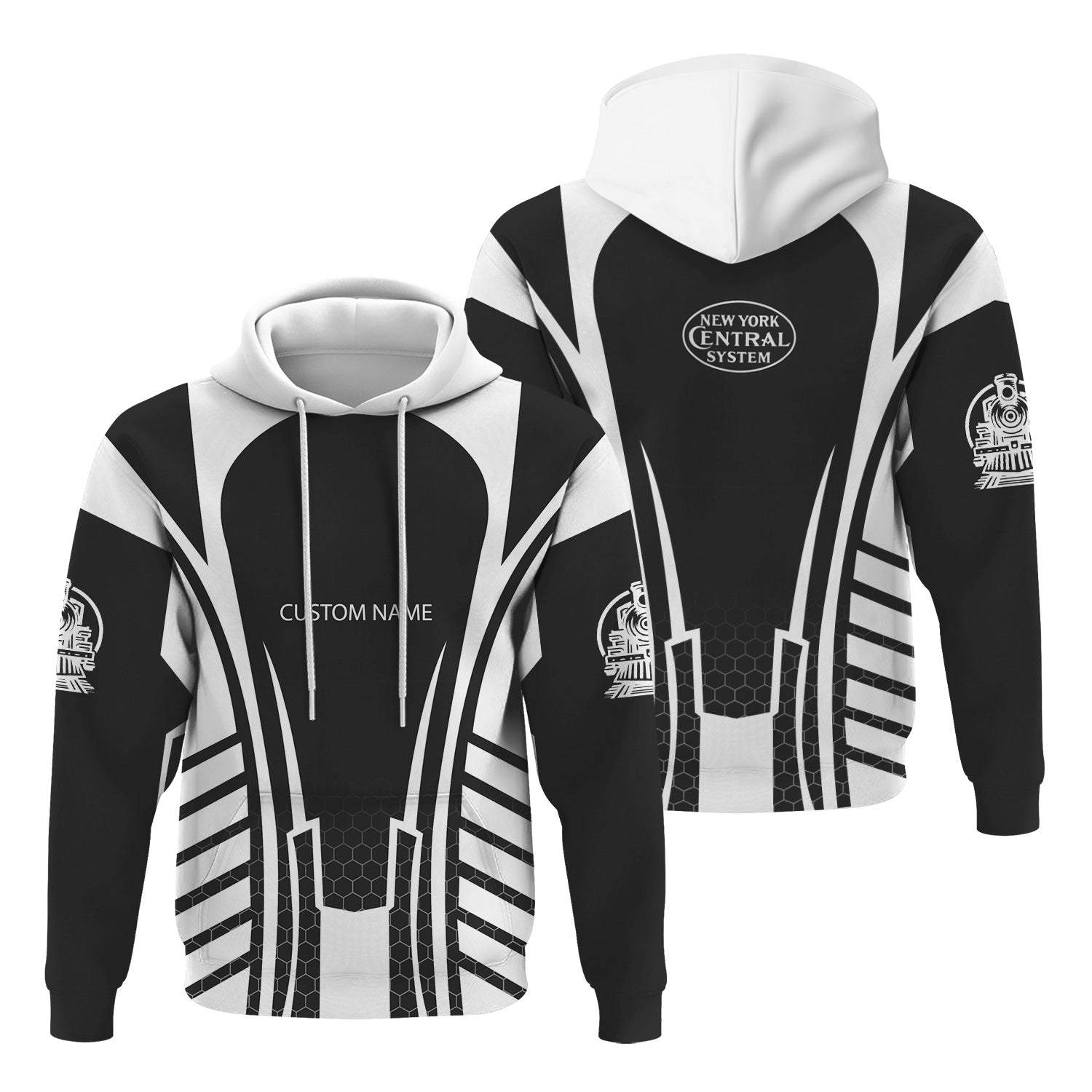 Railspirit Personalized New York Central Railroad Hoodie Striped Railroad Style Train Zip Up Hoodie All Over Print