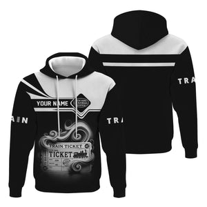 Railspirit Custom Name New York Central Railroad Hoodie American Train Ticket Printed Zip Hoodie