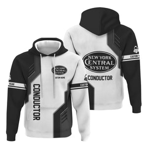 Railspirit Personalized New York Central Railroad Hoodie Unique Railway Style with Custom Job Train Zip Up Hoodie