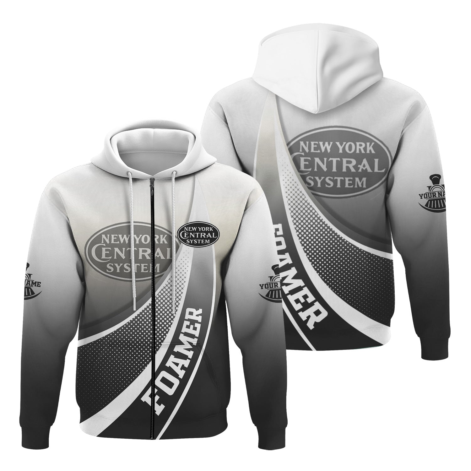 Railspirit Personalized New York Central Railroad Hoodie Railway-Themed Style Zip Up Hoodie Gift Idea For Trainspotter