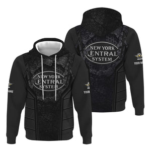Railspirit Personalized New York Central Railroad Hoodie Cracked Metal Design Train Zip Up Hoodie for Rail Enthusiasts