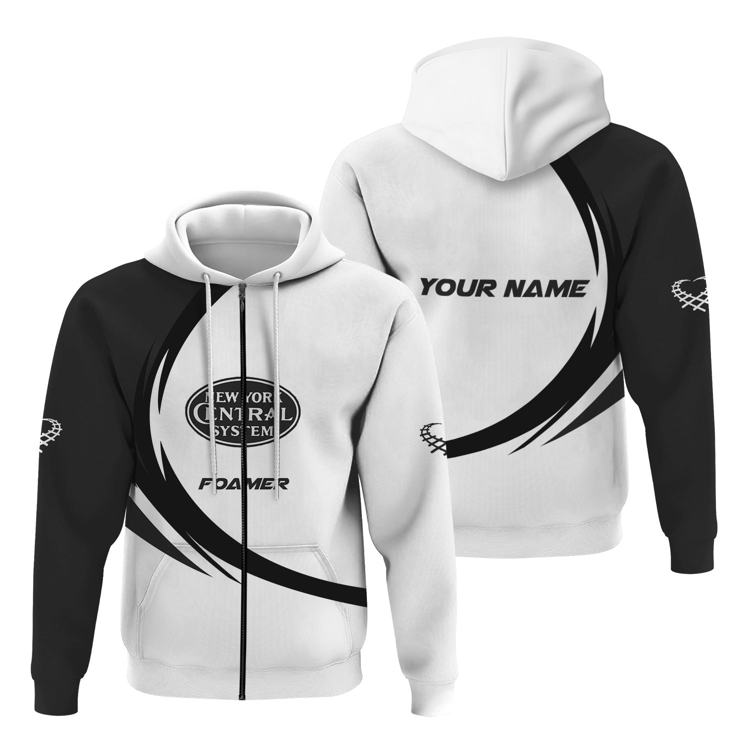 Railspirit Personalized New York Central Railroad Hoodie Unique Graphic Style Zip Up Hoodie For Train Enthusiasts