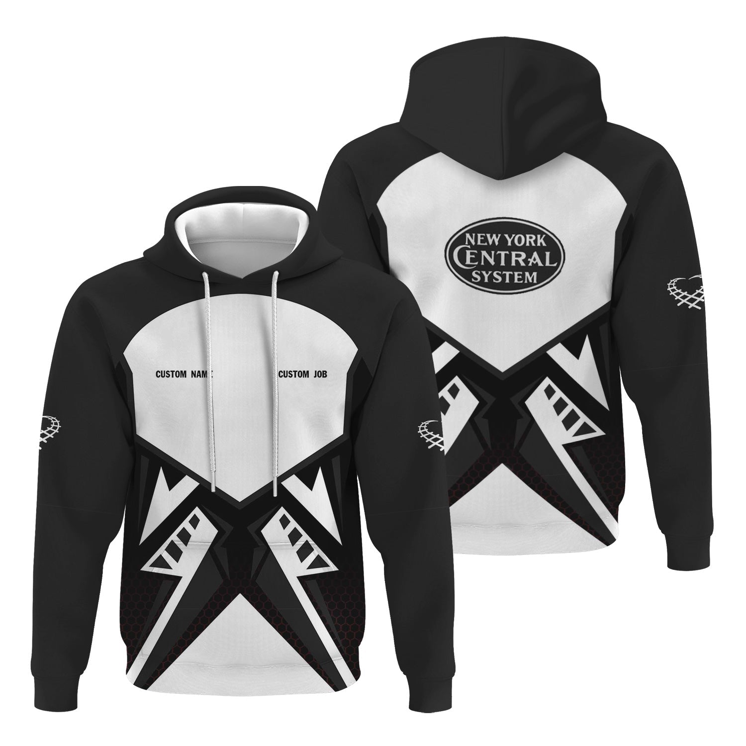 Railspirit Personalized New York Central Railroad Hoodie Vibriant Style with Custom Position Train Zip Up Hoodie