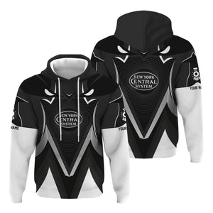 Railspirit Personalized New York Central Railroad Hoodie Vibrant Graphic Pattern Zip Up Hoodie For Train Enthusiasts