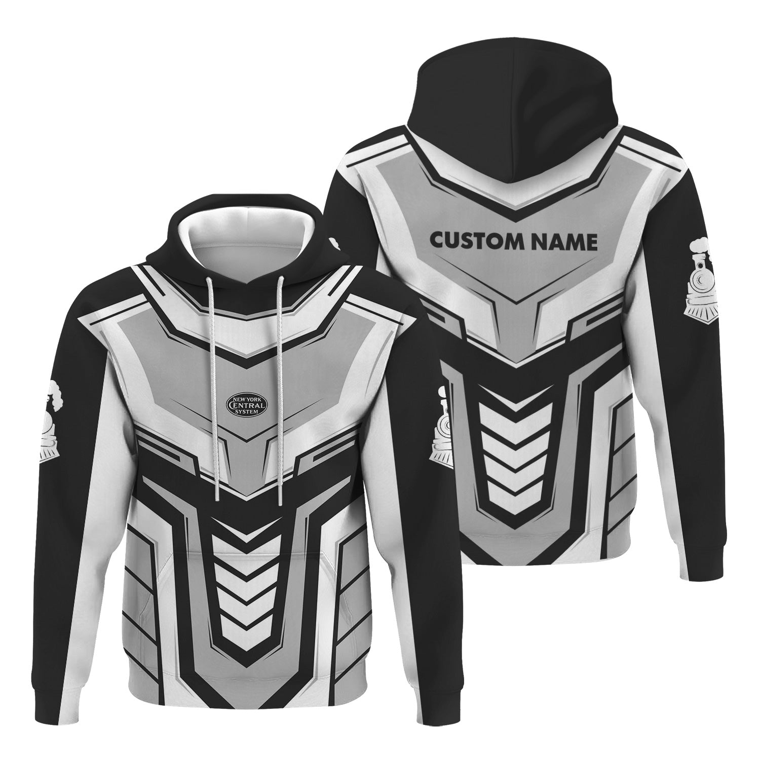 Railspirit Personalized New York Central Railroad Hoodie Armor-Inspired Design Train Zip Up Hoodie All Over Print
